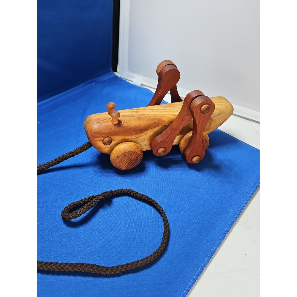 Handmade Wooden Grasshopper Pull Toy Michaud Hagersville Canada Folk Art Cricket